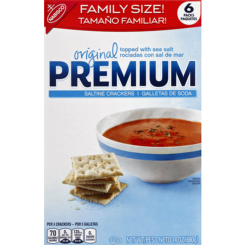 Premium Crackers, Saltine, Original, Family Size!