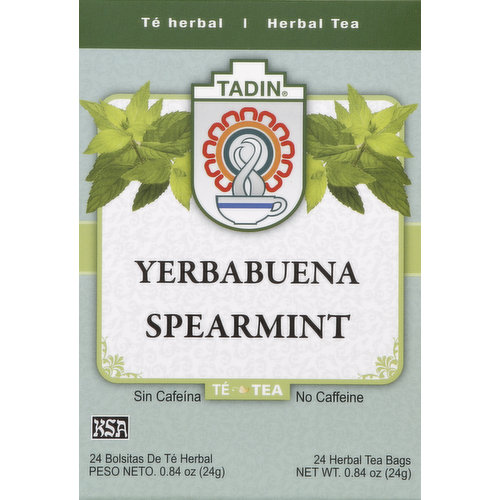 Tadin Herbal Tea, Spearmint, Herbal Tea Bags