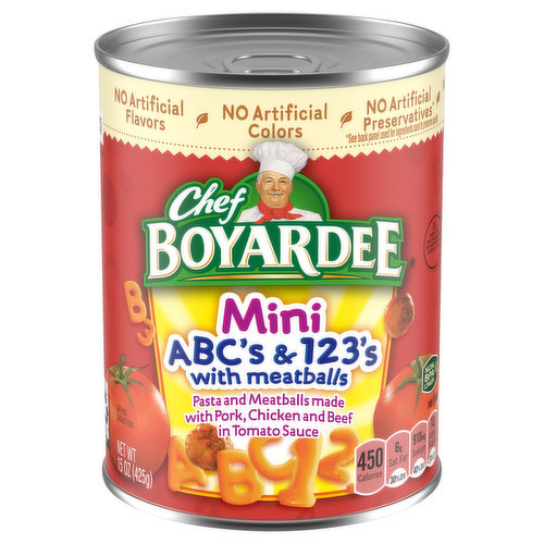 Chef Boyardee Pasta & Meatballs, ABC's & 123's, Mini