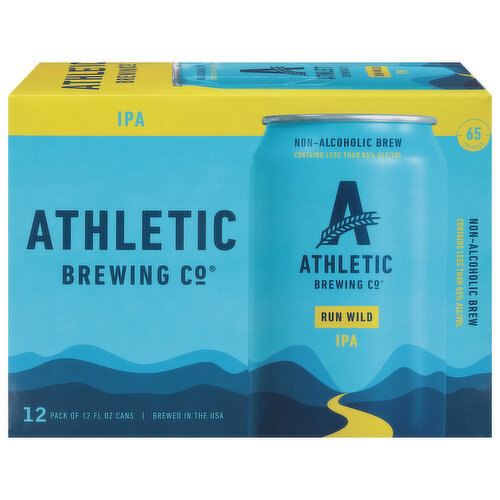 Athletic Brewing Co Beer, IPA, Run Wild, 12 Pack