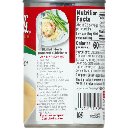 Campbell's Condensed Soup, 98% Fat Free, Cream of Chicken