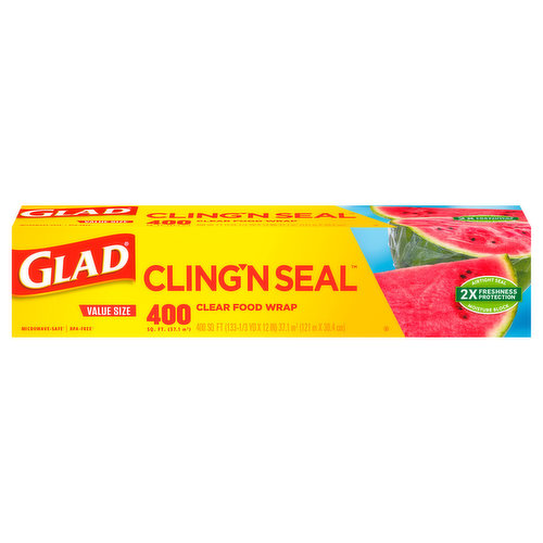 Glad Food Wrap, Clear, Value Size, 400 Square Feet