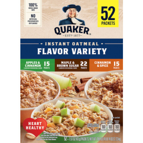 Quaker Flavor Variety Apples & Cinnamon/Maple & Brown Sugar/Cinnamon & Spice Instant Oatmeal