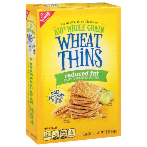 Wheat Thins Snacks, Reduced Fat, 100% Whole Grain