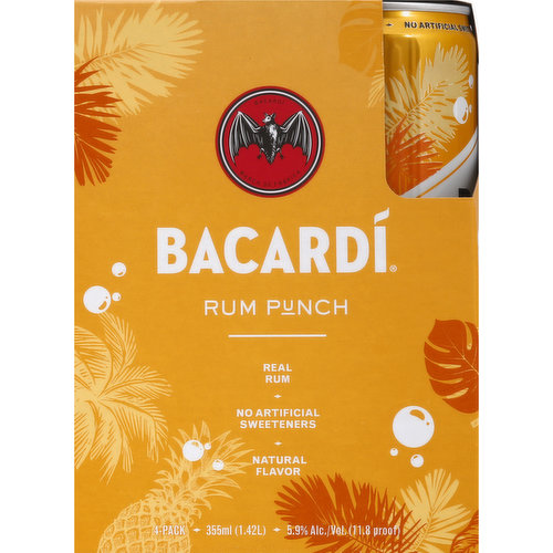 Bacardi Cocktail, Rum Punch, 4 Pack