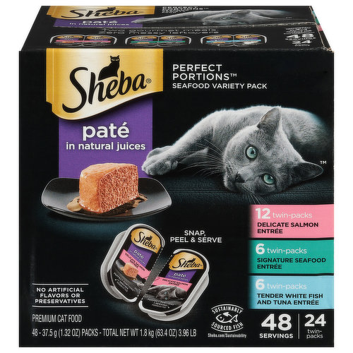 Sheba Cat Food, Premium, Pate, Seafood Variety Pack