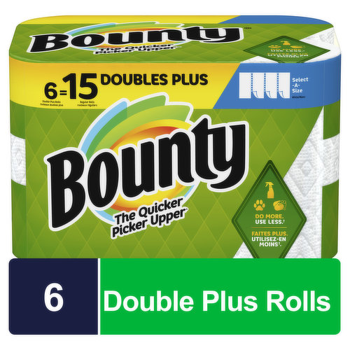 Bounty double plus rolls,select A Size Paper Towels,6 Count