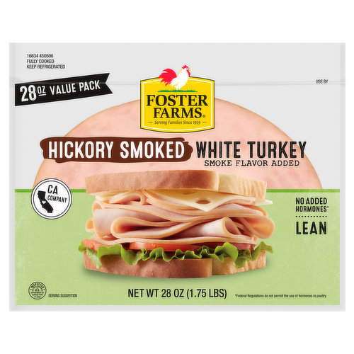 Foster Farms White Turkey, Hickory Smoked, Value Pack