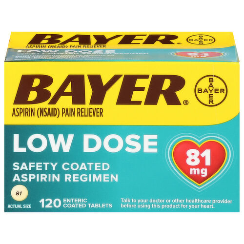 Bayer Aspirin, Low Dose, 81 mg, Enteric Coated Tablets