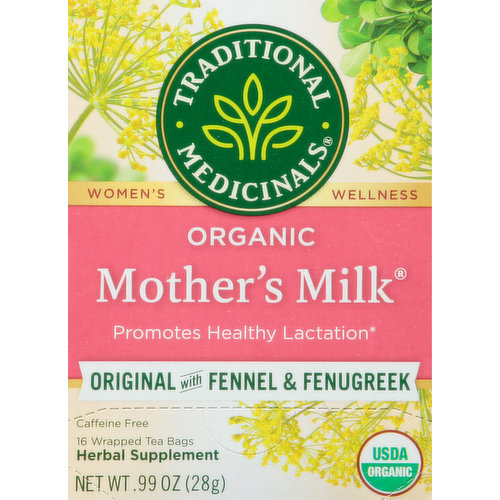 Traditional Medicinals Herbal Supplement, Organic, Original with Fennel & Fenugreek, Mother's Milk, Tea Bags