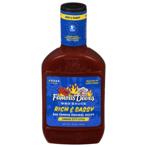 Famous Dave's BBQ Sauce, Rich & Sassy, Original Recipe, Kansas City-Style