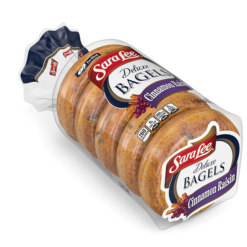 Sara Lee Cinnamon Raisin Sliced Bagel- Full Size Fruit Bagels, 5 count, 16.7 oz