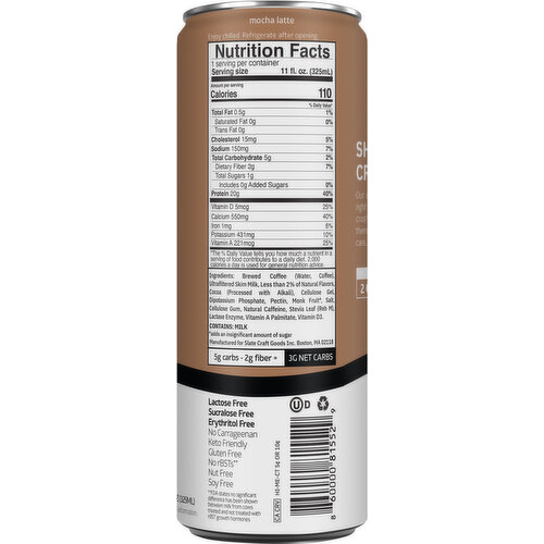 Slate High Protein Mocha Latte Iced Coffee