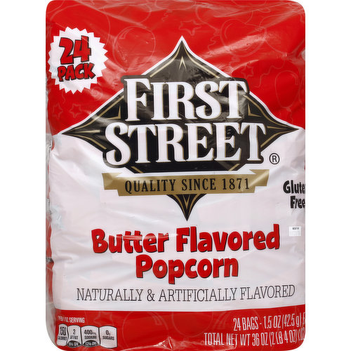 First Street Popcorn, Butter Flavored, 24 Pack