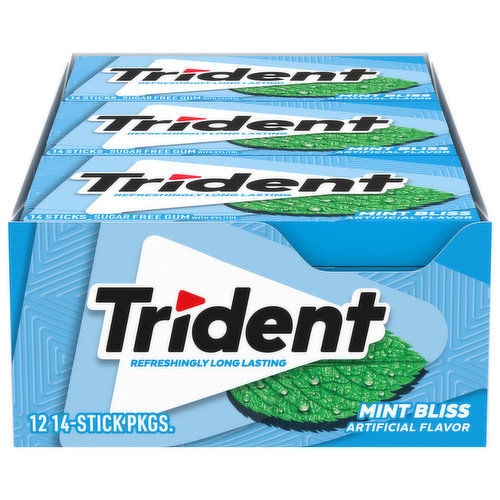 Trident Gum, Sugar Free, Mint Bliss