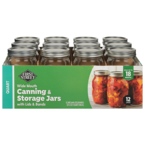 First Street Canning & Storage Jars, Wide Mouth