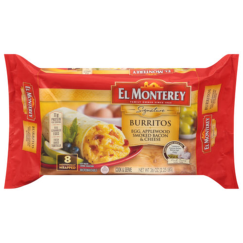 El Monterey Burritos, Egg, Applewood Smoked Bacon & Cheese