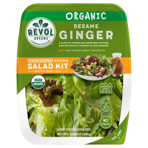 Revol Greens Salad Kit, Organic, Sesame Ginger