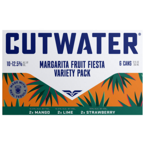 Cutwater Margarita Fruit Fiesta, Mango/Lime/Strawberry, Variety Pack