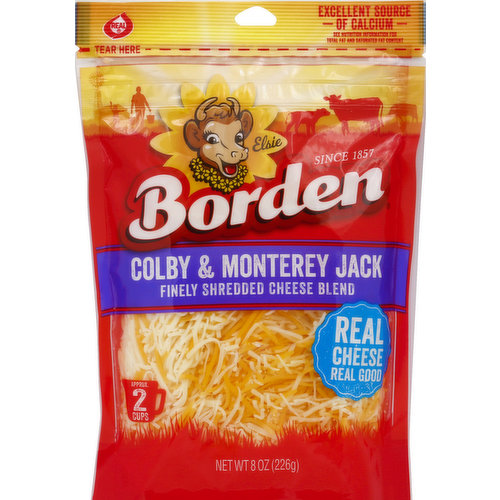 Borden Finely Shredded Cheese Blend, Colby and Monterey Jack