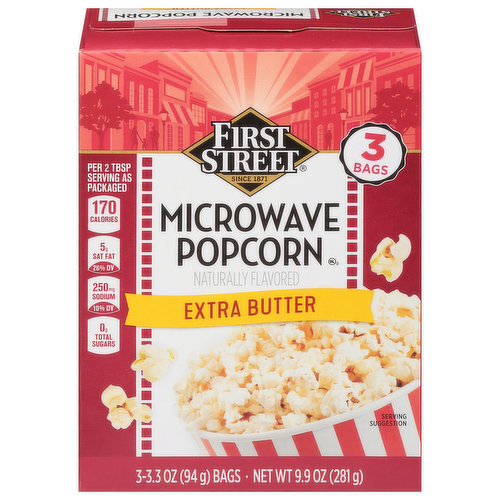 First Street Microwave Popcorn, Extra Butter