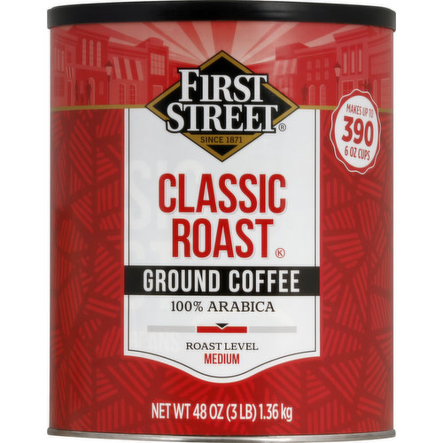 First Street Coffee, Ground, 100% Arabica, Medium, Classic Roast