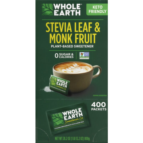 Whole Earth Sweetener, Plant-Based, Stevia Leaf & Monk Fruit