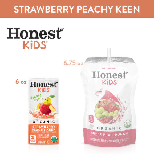 Honest Strawberry Peachy Keen Juice Drink Cartons, 6 fl oz