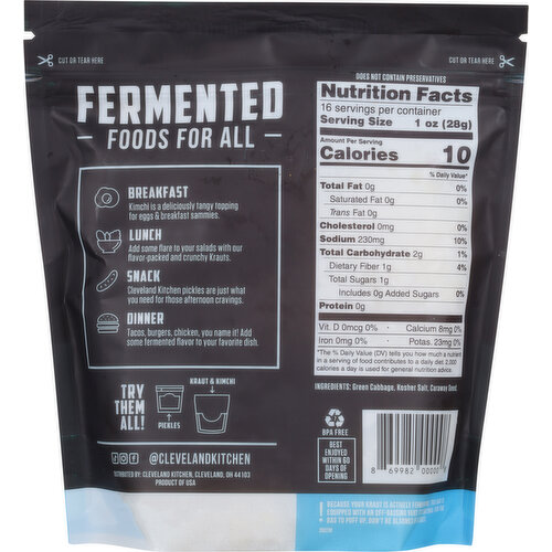 Cleveland Kraut Sauerkraut, Salt & Caraway Seed, Classic