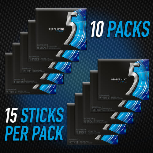 5 5 GUM  Peppermint Cobalt Sugar Free Chewing Gum
