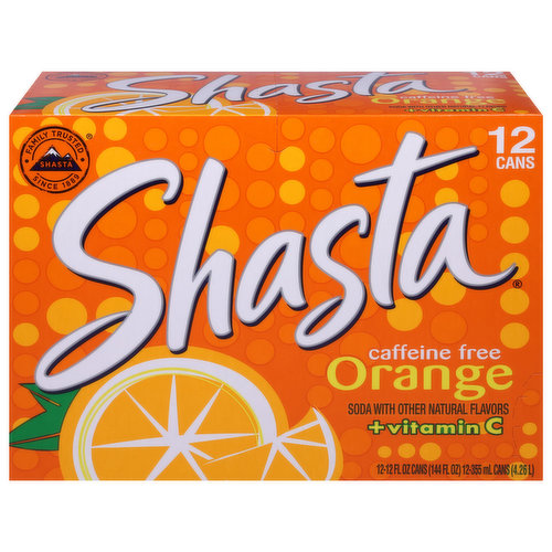 Shasta Soda, Caffeine Free, + Vitamin C, Orange