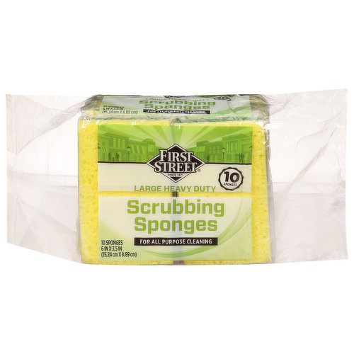 First Street Scrubbing Sponges, Heavy Duty, Large