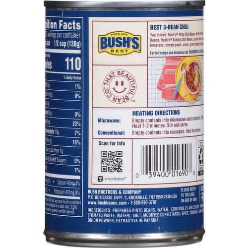 Bush's Best Pinto Beans Mild Chili Sauce Chili Beans