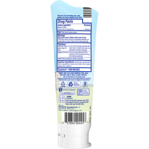 Colgate Toothpaste, Cavity Protection, Bluey, Bubble Fruit