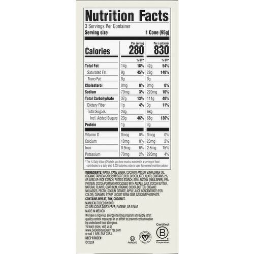 So Delicious Dairy Free Non-Dairy Cones Salted Caramel Sundae Frozen Dessert