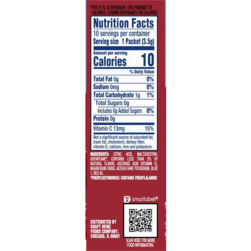 Crystal Light Zero Sugar Packets Cherry Pomegranate Drink Mix