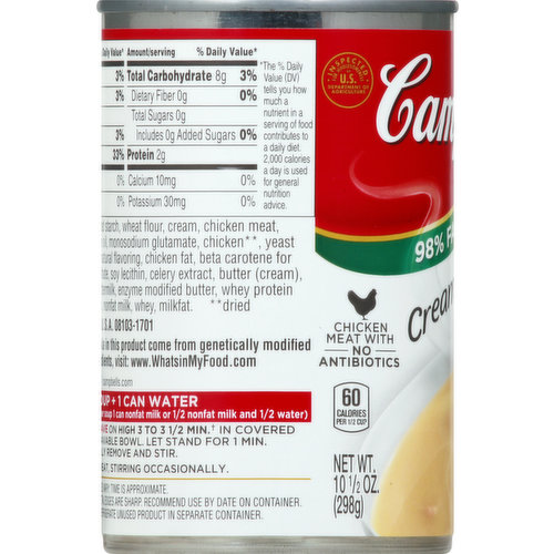 Campbell's Condensed Soup, 98% Fat Free, Cream of Chicken