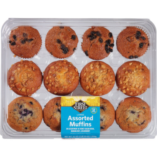 First Street Muffins, Assorted, Large