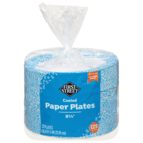 First Street Paper Plates, Coated, 8.63 Inch