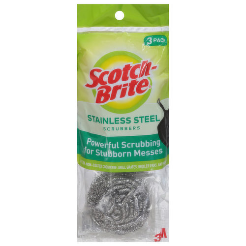 Scotch-Brite Scrubbers, Stainless Steel, 3 Pack