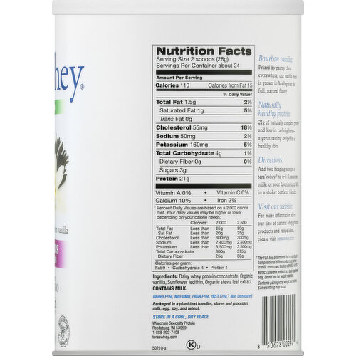 Tera's Whey Whey Protein, Simply Pure, Bourbon Vanilla, Grass Fed