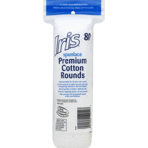 IRIS Cotton Rounds, Premium, Spunlace