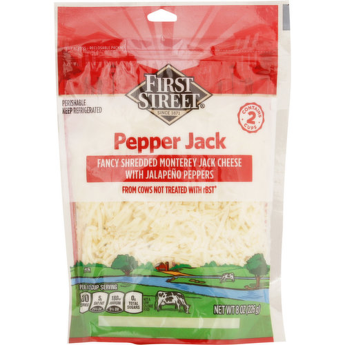 First Street Shredded Cheese, Pepper Jack