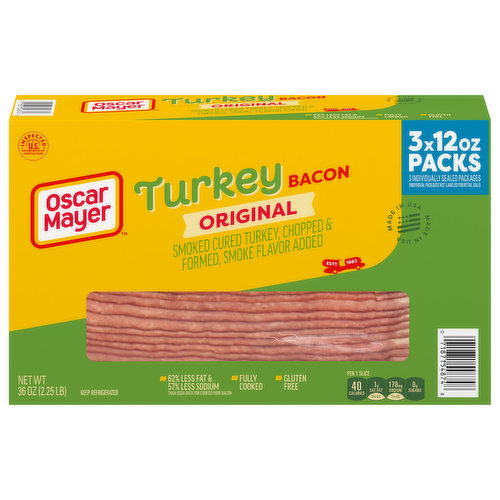 Oscar Mayer Turkey Bacon, Original, 3 Pack