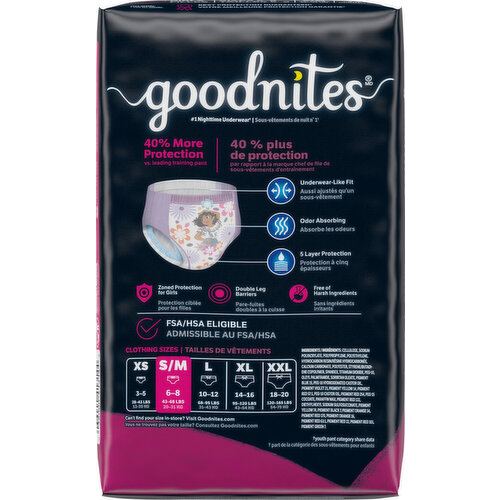 GoodNites Underwears, Nighttime, Girls, Disney Encanto, S/M, 43-68 lbs