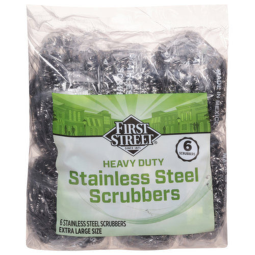 First Street Stainless Steel Scrubbers, Heavy Duty, Extra Large Size