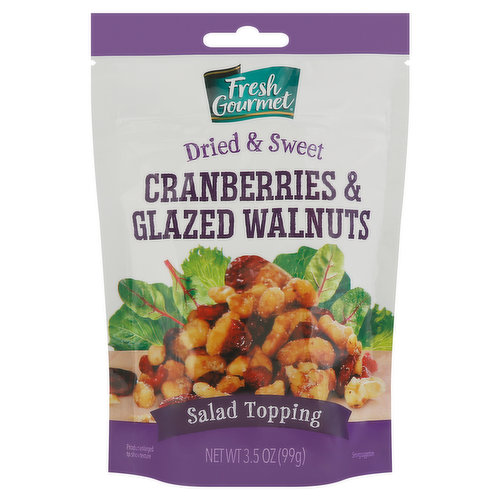 Fresh Gourmet Salad Topping, Cranberries & Glazed Walnuts, Dried & Sweet