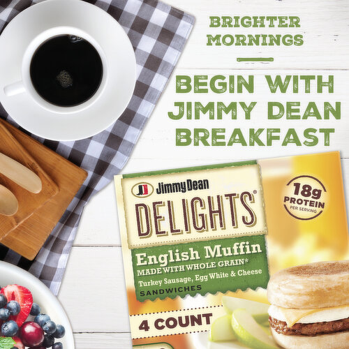 Jimmy Dean English Muffin Breakfast Sandwiches with Turkey Sausage, Egg White, and Cheese, Frozen