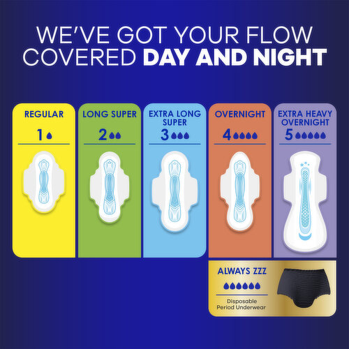 Always Maxi Overnight Pads with Wings, Size 5