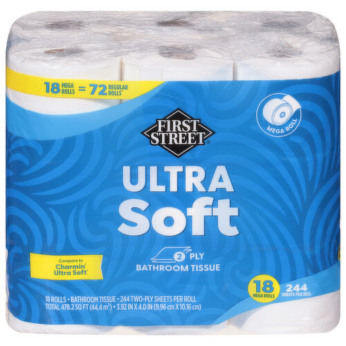 First Street Bathroom Tissue, Mega Roll, Ultra Soft, 2 Ply